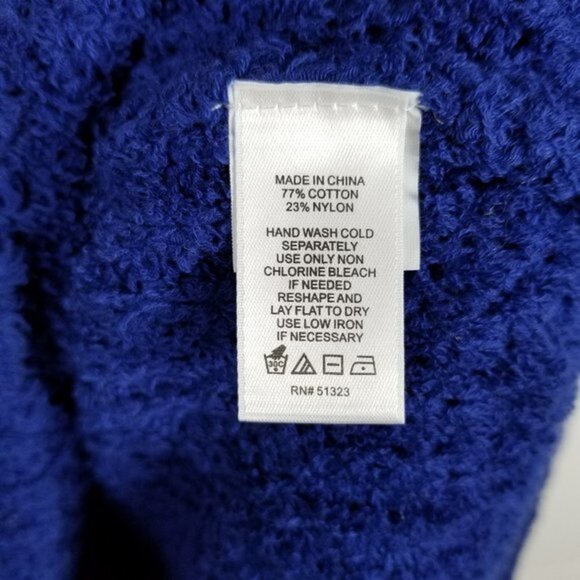 1.State Crewneck Blue Terry Ribbed Oversized Sweater - Picture 5 of 7